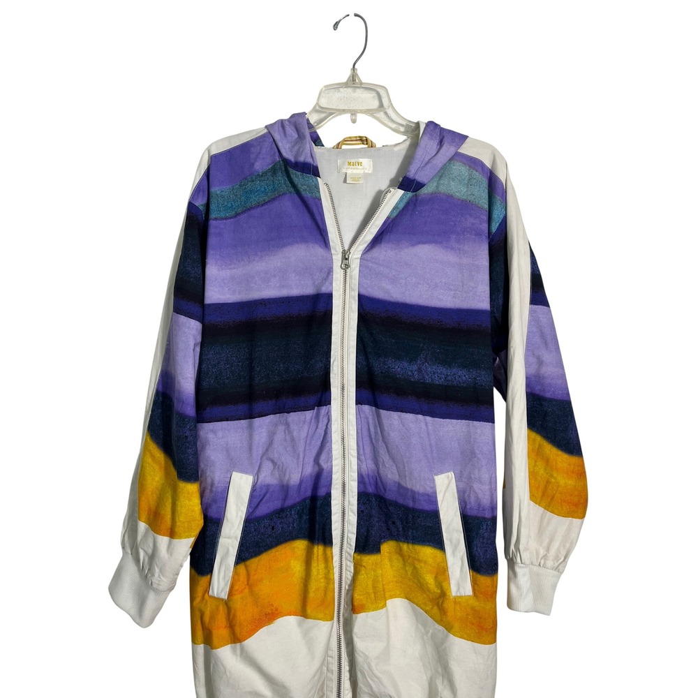 MAEVE x ANTHROPOLOGIE Longline Striped Hooded Windbreaker Jacket - Picture 6 of 14